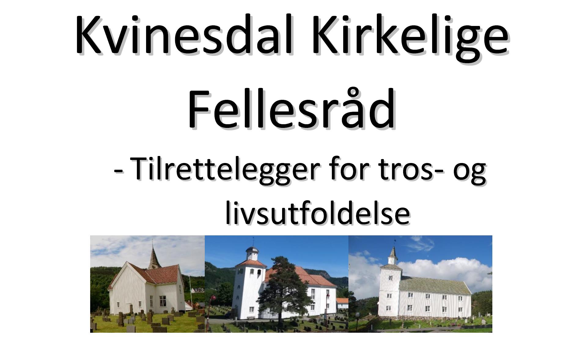Plakat med bilde av alle kirkene i Kvinesdal